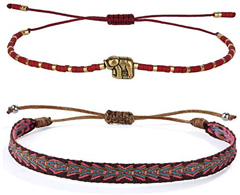 KELITCH 2 Stücke/Set handgefertigte Stränge Armbänder Stapelbar Bunte Saatperle Perlen Armbänder Modeschmuck