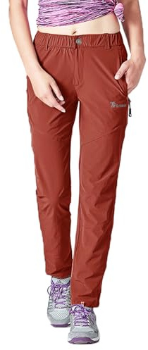 donhobo Damen Outdoorhose Winddicht Wasserabweisend Wanderhose Sommer Schnell Trockend Camping Funktionshose Trekkinghose (Rot,S)