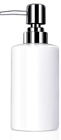 Seifenspender Keramik - 300ml Seifenspender Weiß Bad Seifenspenders Weiss Küche Wiederverwendbarer Nachfüllbarer Handseifenspender Klein Flüssigseifenspender für Badezimmer