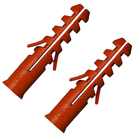 100 x Red Wall Raw Plugs Expansion Fixings, Screw Size No.6-10 Drill Size 5.5mm