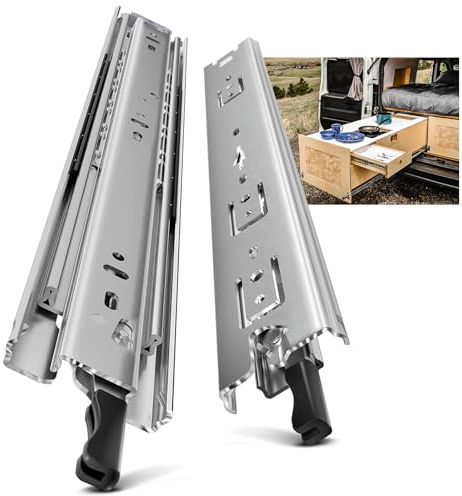 AOLISHENG Schubladenschiene Vollauszug 550 mm, Schwerlastauszug 51 mm Breite mit Verriegelung 68 kg Tragkraft, für Schrank, Werkstatt, Wohnmobil und Industrie, 1 Paar (2 Stück)