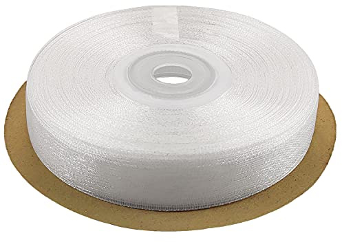 Netuno Band 12 mm x 32 m färg vit dekorband presentband organzaband chiffongtyg för dekoration gör-det-själv hantverk bröllop fest gåvor förpackning
