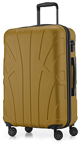 Suitline Mellanstor resväska 66 x 44 x 27 cm ABS hård skal expanderbar (58-68 L) med TSA lås 4 dubbla hjul teleskophandtag resväska, höstguld