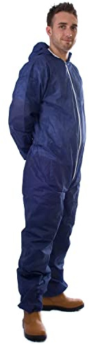Expert Workwear Disposable Coveralls Boilersuit White Blue Red Painters Protective Overalls Suit (S, Blue, 1)