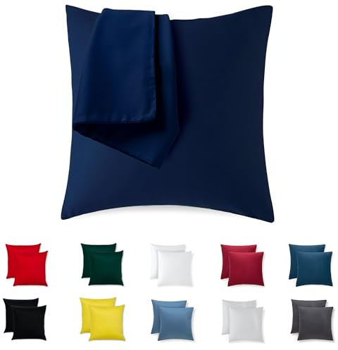 Housse Coussin 30x30 Coton Satin Premium Lot de 2 Taie d'oreiller pour Coussins Canapé/Lit Tissu Super Doux Resistant et Lavable Hypoallergénique Anti-Acariens avec Fermeture éclair Invisible