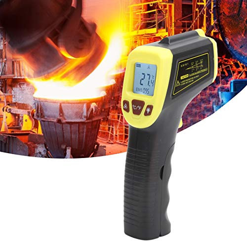 Pistola per La Misurazione Della Temperatura A Infrarossi, Termometro Digitale Laser Senza Contatto Con Display LCD Termometro Industriale Gm320s(Giallo)