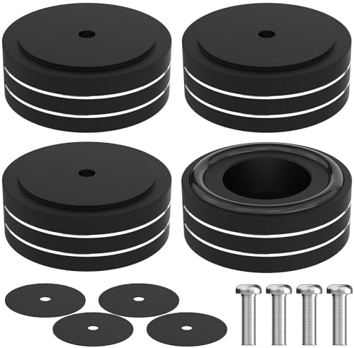 Monosaudio 4St HiFi Lautsprecherständer Füße 58×22mm High End Spike Pads Gerätefüße Aluminium Stoßdämpfer Isolationsfüße Absorber Füße M4*0.7 HiFi Untersetzer für Verstärker Plattenspieler Subwoofer