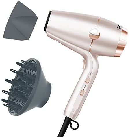 INFINITI PRO CONAIR SmoothWrap Hair Dryer, Blow Dryer with Diffuser and Concentrator Attachments, Advanced Plasma and Ceramic Technology for Less Frizz, More Volume, and Body, Champagne