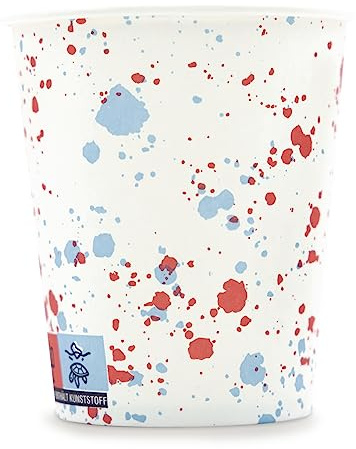 Wellsamed WELLSACUP 100 Stück Pappbecher 180 ml Sprinkles Rot-Blau, Terrazzo, geeignet für Heiß- und Kaltgetränke, Coffee to go, Party, Kindergeburtstag