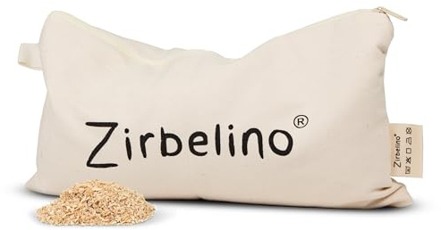 Zirbelino Sauna-Zirbenkissen 28x16cm - aus Baumwolle - mit sehr harzreichen Zirbenspänen - für Badezimmer, Kleiderschrank und Sauna