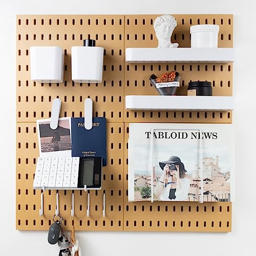 MULSAME 22 x 22 Pegboard Combination Kit, Wall Mounted Storage Set with 4 Pegboards & 14 Accessories Hanging, Woodlike Peg Boards Organizer for Walls Display, Crafts Organization, Kitchen Organizer