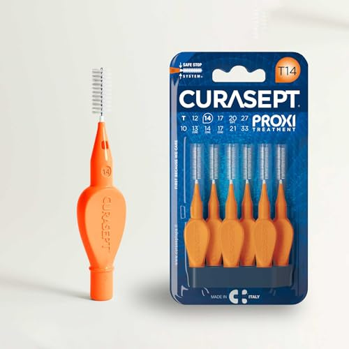 CURASEPT Scovolini Dentali Originali | Spazzolini interdentali Proxi T14 (filo 1,4 mm) | Pulizia Profonda della Placca | Setole Nylon Ultra-flesse, Manico Ergonomico | 6 pz x confezione