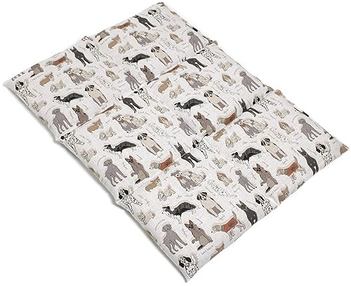 Leinsamenkissen groß 6-Kammer 40x30cm - Bio-Stoff Liebe Hunde - Wärmekissen Körnerkissen
