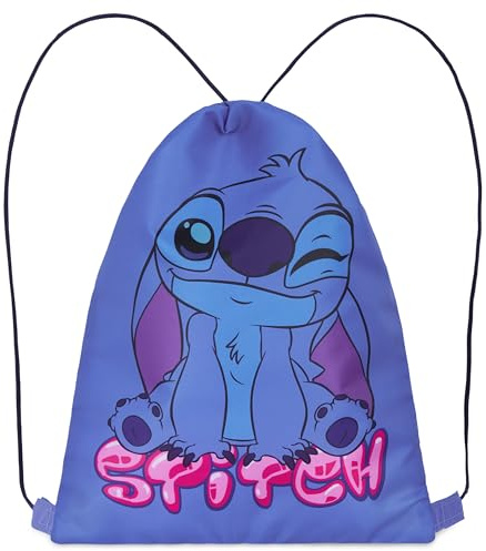 Disney Sacs à Cordon pour Enfant, Sac Gym, Piscine, Sport, Mixte 38 x 29 cm (Bleu Stitch)