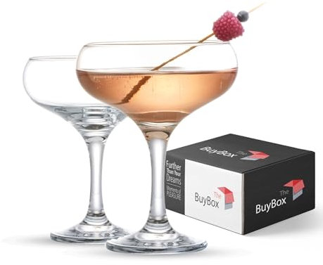 Juego de 2 Copas de Cóctel (9 oz/270 ml). Copas de Martini Espresso, Copas Margarita, Copas Cupé Elegantes y Copas de Champagne, Cristalería de Tallo Largo