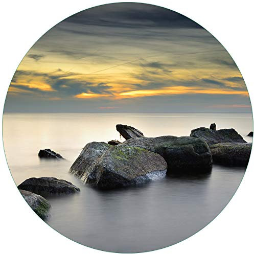 Wallario Glasbild rund Mystische Felsen im Meer - Rund, 50 cm Durchmesser Wandbild Glas in Premium-Qualität: Brillante Farben, freischwebende Optik