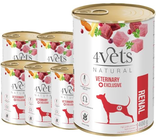 WESTHO 4Vets Renal Nassfutter 24x400 g für Hunde, bei Nierenproblemen | Getreidefreies Diät-Hundefutter, von Tierärzten entwickelt – fettarm mit hochwertigen Proteinen bei Nierenproblemen