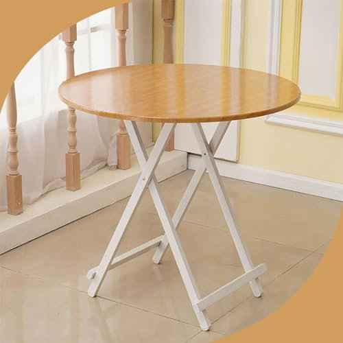 ZYBOWAYL Klappbar Küchentisch Tragbare Klapptisch Φ80xH74cm Rund Kaffeetisch für 4 Personen Holz-Schreibtisch Faltbar Gartentisch mit Tragegriff für Essen Kochen Picknick Outdoor Angeln(B,Ø80xH74cm)