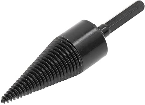 TIKATARER Wood Splitter Drill Bit, Wood Splitting Drill Bit Log Splitters For Firewood Firewood Drill Bit Wood Splitter Firewood Drill Bit Carbon Steel Cone Hex Shank Drilling Tool (32mm)