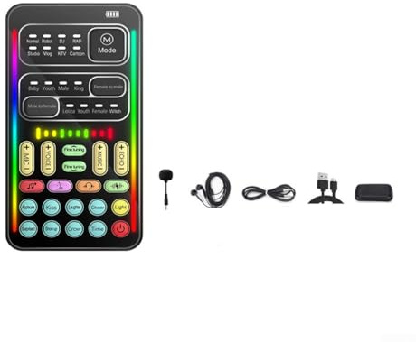 Portable Voice Changer, Live Sound Card, Real-Time Voice Modulator, Voice Disguiser For PS4/ for PS5/ for Xbox One/PC/Phone With Adjustable Voice Functions (Sound card package)
