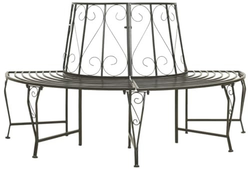 Home Outdoor SonstigesGarten Halbrunde Baumbank 160 cm Stahl