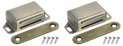 sourcing map 2Pcs Cabinet Magnet Latch, 54x23x14mm Adhesive Drawer Latch Magnetic Cabinet Catches Sliding Door Closure for Cabinet Kitchen Closet Doors, Bronze