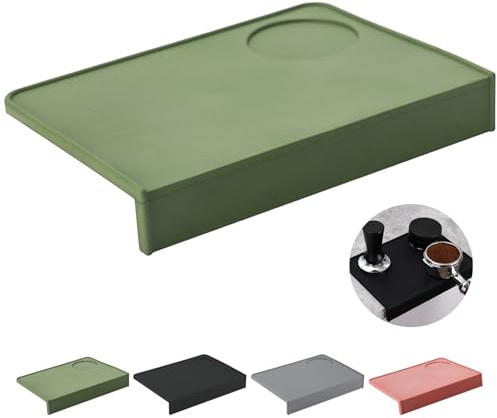 MORAINJAY Tampermatte mit Tischkantenschutz Grün, Espresso Kaffee Tampingmatte, 15x20cm Kaffee Tamper Mat, Lebensmittelgerechtes Silikon Tamping Corner Coffee Kaffeemaschinenzubehör für Home