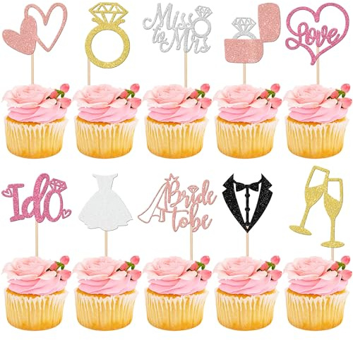 Cupcake-Topper mit Aufschrift Bride to Be, Hochzeitstortenaufsätze, Aufschrift I Do Love Ring Miss to Mrs, Cupcake-Picks, Hochzeit, Verlobung, Dekorationen für Brautparty, Junggesellinnenabschied,