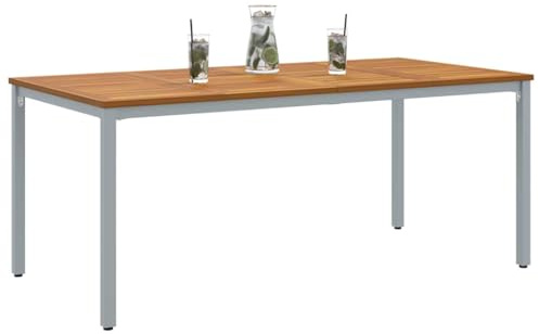 vidaXL Tavolo da Giardino 180 x 90 x 75 cm in Legno massello di Acacia e Metallo Verniciato a Polvere. Moderno, Resistente alle intemperie, protetto dai Raggi UV. Ha Forma Rettangolare ed è Perfetto