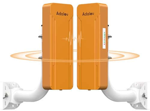 AdaLov Gigabit Dualband Wireless Bridge Outdoor CPE469, 2 Units with Mounts | 2.4/5.8GHz, 1Gbps Ports, 3km PtP/PtMP Extend Network to Garden Office/Garage/Barn/CCTV, Plug & Play, Weatherproof, PoE/12V DC