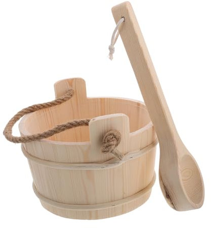 UKCOCO Holzeimer Für Sauna Mit Holzlöffel Fußbecken Set Aus Holz Saunazubehör Für Spa Und Badewanne Für Männer Und Frauen