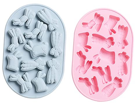 HOMOBABE 2pièces Moules Silicone De Pâques Moulage De Chocolat Et Glace Forme De Lapin Pour Desserts Faits Maison Et Gâteaux Événementiels