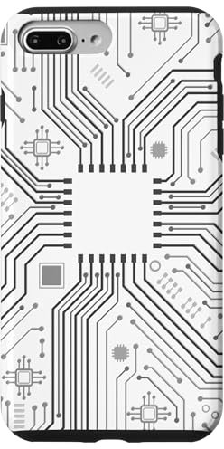 Carte mère circuit micropuce fond blanc informatique Coque pour iPhone 7 Plus/8 Plus