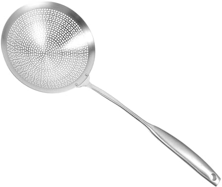Mobestech Large Stainless Steel Fine Mesh Strainer Rustproof Colander for Kitchen Reinforced Handle Slotted Scoop