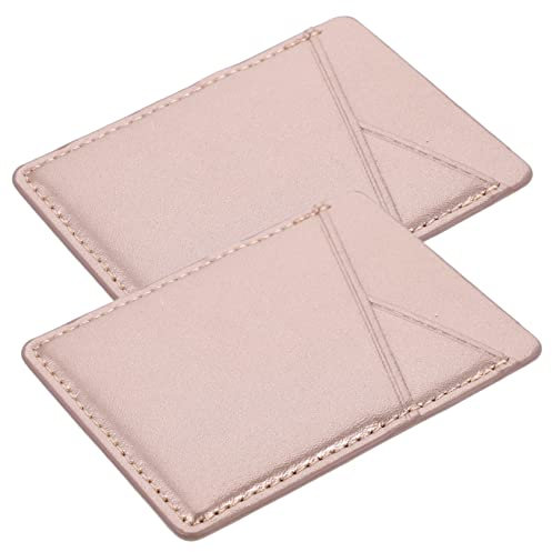 BEBEMOKO 2pezzi Porta Carte Adesivo Per Telefono in Pelle Pu Rosa Tasca Posteriore Slim Per Carte Di Credito Documenti e Tessere Compatibile Con Custodie Smartphone Pratico e Resistenti