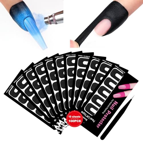 Saviland Peel off Nagellack für Nägel: 100 Stück U-förmige Nagelhautschützer mit UV-Schutz,Abziehbares Nagel Tape für Airbrush, Gel Nagellack & Nail Art