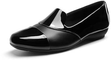 DREAM PAIRS Women's Loafers Orthopedic Work Dress Shoes | Elastic PU, extra-wide, triple-layer arch support, TPR nubbed, work/travel