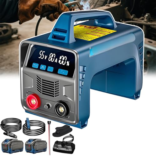 forplubossmmp Poste À Souder À Batterie, Puissance De Sortie 160 A, 3000 W, 4kg, Bandoulière Incluse, Écran LED Lisible Plein Soleil Poste À Souder sans Fil 6000 Mah À Fil Fourré,Twobatteries