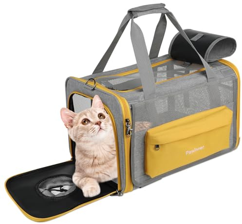 Pawinner Katter transportväska vikbar för husdjur och små hundar – robust kattväska transportväska med dolt takfönster