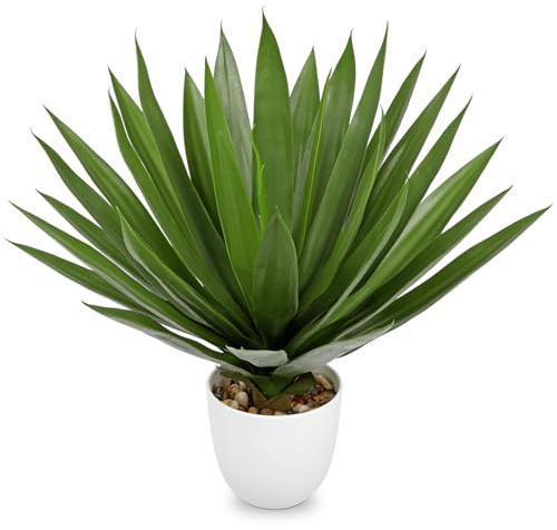 Hollyone 16 Artificial Aloe Fake Potted Plant, Faux Aloe in White Pot Decorative Artificial Succulent for Home Decor, Living Room, Kitchen, Office Desk, Table, Bathroom Decorations