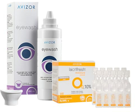 Eyewash 250ml + Lacrifresh Moisture 20 monodosis | Baño Ocular y Lágrimas Artificiales sin Conservantes | Para Sequedad, Lentillas y Pantallas