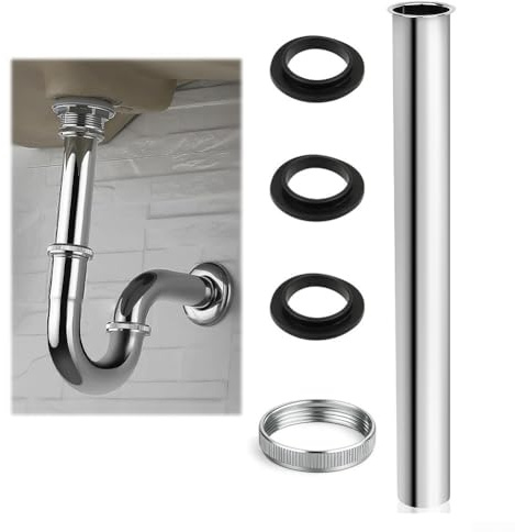 Sink Basin Immersion Extension Pipe, Stainless Steel, With Union Nut And Triple Sealing Gaskets, Siphon Immersion Pipe Extension, For Kitchen Sink
