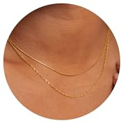 RANKEEF Collier Or pour Femme - Chaîne En Or 14 Carats Plaquée Or, Ajustable Et Hypoallergénique Collier Femme