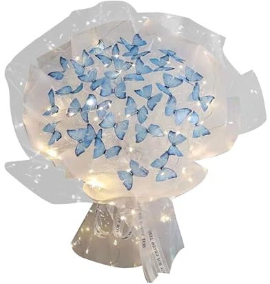 Blumenstrauß mit Schmetterlingen – Set aus künstlichen zum Selbermachen, künstliche mit Schmetterlingen | Bastel-Set für Hochzeit, Geburtstag, Jahrestag, Dekoration für Partys und Centr