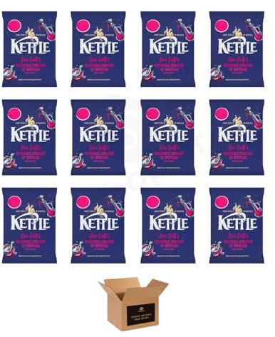 Kettle Chips Variety Flavoured Potato Crisps Snacks – Hand Cooked Thick Cut Crispy | Sea Salt, Balsamic Vinegar & more – Crunchy Vegetarian (Sea Salt & Balsamic Vinegar of Modena - 80g x 12Pack)