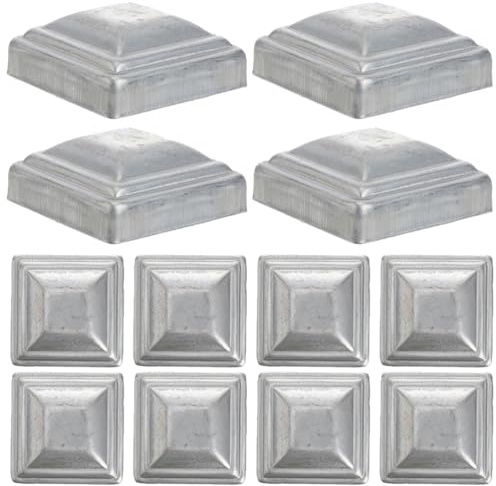 Tofficu Copertura Quadrata per Pali da Recinzione 12 Pezzi in Ferro Argento Bordi Lisci e Facile Installazione per Protezione Ringhiere e Colonne
