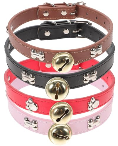 PRETYZOOM Collari Regolabili per Bestiame con Campane in Pu Confezione da 4 per Bovini e Cavalli, Design Antiscivolo con Fori di Regolazione, la Gestione del Bestiame