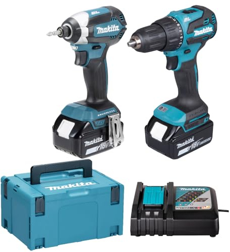 Set avvitatori 18V DHP490 + DTD153 + 2x BL1850 18V 5Ah + 1x DC18RC Makita DLX2537TJ