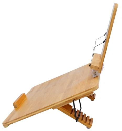 BESTYASH Atril para Libros Doble Capa de Madera Natural, Soporte Pequeño sin Diseño, 1 Unidad, Soporte de Lectura, Porta Libros de Escritorio, Mejora Postura y Protege Columna Cervical