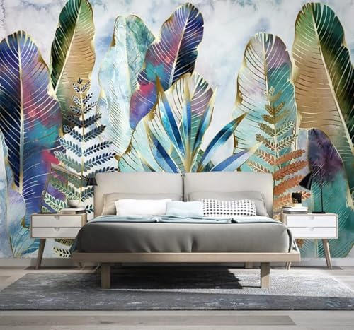 XLMING Lussuoso Colorato Tropicale Piante Foglie Di Banano Carta Da Parati 3D Seta lusso Studio Sala Pranzo Divano Camera Per Mobili Letto Soggiorno Tv Muro-200cm×140cm